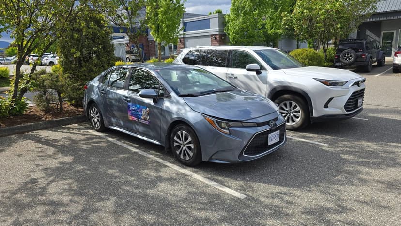 Exterior of the 2021 Toyota Corolla Hybrid used for driving lessons